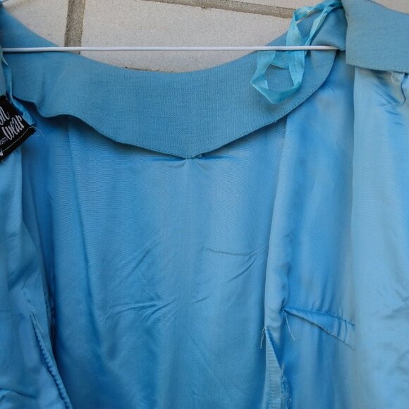 Vintage 60s Dress 36" Bust 28.5" Waist Blue Knit Fashion Wear Toronto - Picture 16 of 16